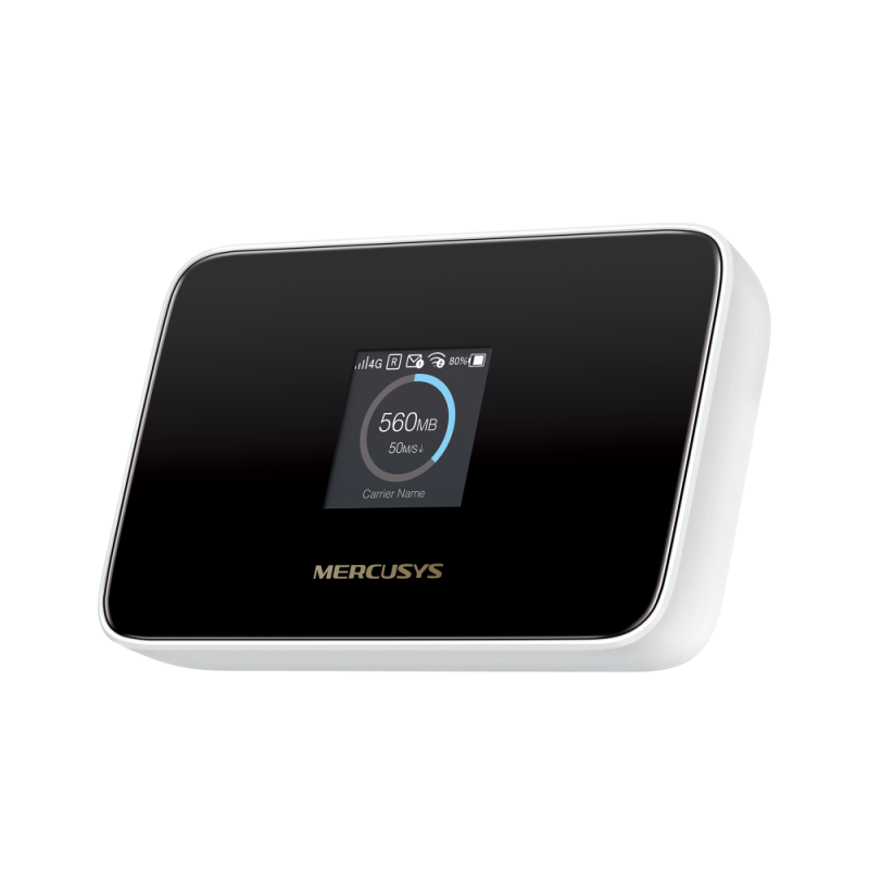 150Mbps 4G LTE Mobile Wi-Fi Build-In 150Mbps 4G LTE Modem SPEED: 287 Mbps at 2.4 GHz, 4G Cat4 150/50 Mbps SPEC: 1.44 Inch Screen Display, FDD-LTE (B1/B3/B5/B7/B8/B20/B28), TDD- LTE (B38/B40), HSPA+/UMTS (B1/B5/B8) FEATURE: Wi-Fi 6, MERCUSYS App, Build-In 