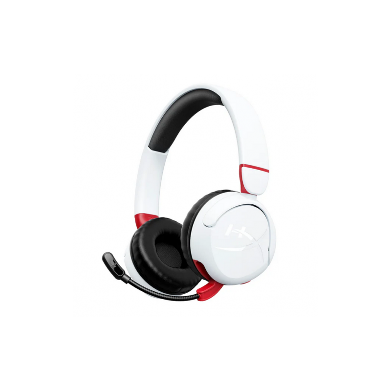 Casti gaming wireless HyperX Cloud Mini, PC/Nintendo Switch/controllere PS/Xbox/tablete, volum limitat la 85dB, Bluetooth/Jack 3.5 mm, autonomie pana la 25 de ore, frecventa raspuns 20 Hz - 20 KHz, alb