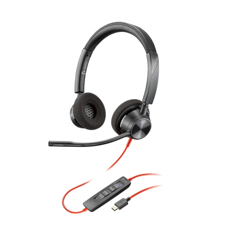 Poly Blackwire 3320 Stereo Microsoft Teams Certified USB-C Headset +USB-C/A Adapter