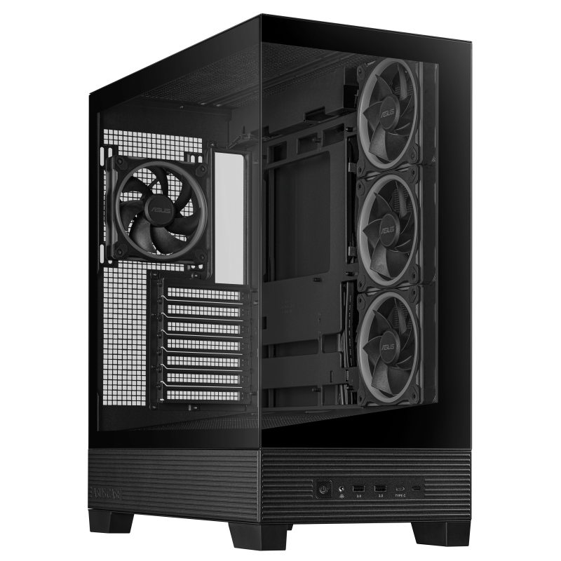 Carcasa ASUS A31 PLUS Mid Tower ARGB NEGRU, Tempered Glass, Sloturi Expansiune 7, Drive Bays: 2x3.5