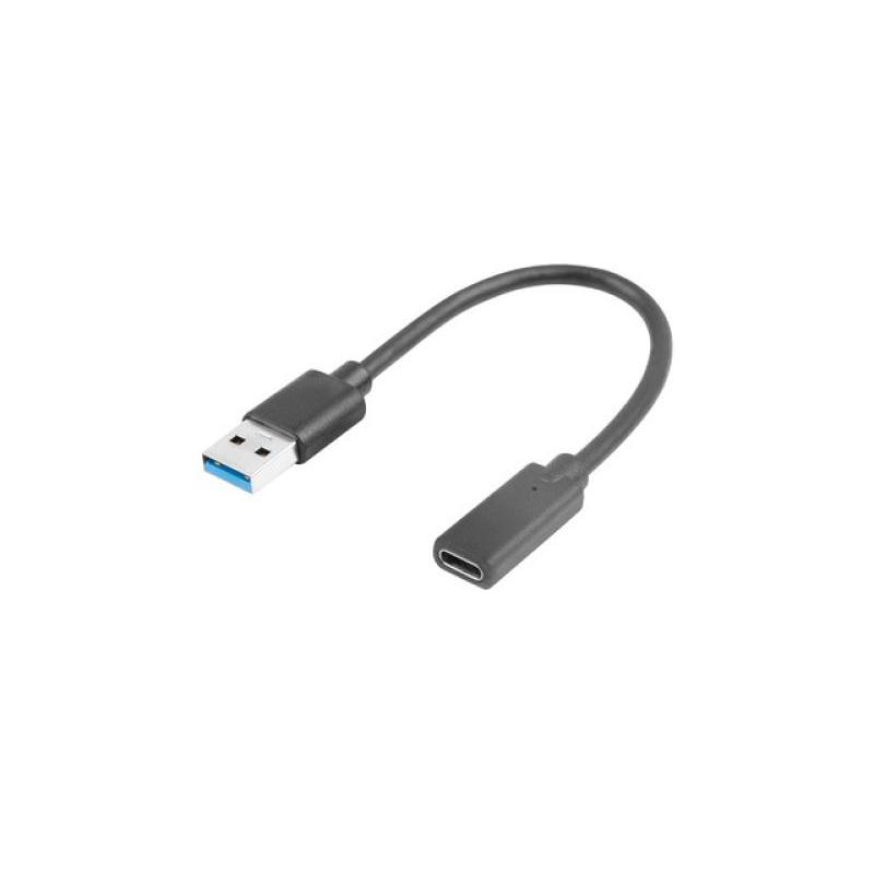 Cablu adaptor USB-C(F) 3.1 -> USB-A(M) 15 cm negru LANBERG