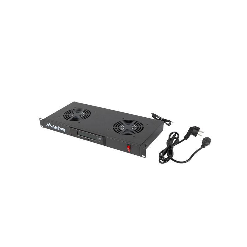 Unitate ventilare / panou ventilație cu LCD, 2 ventilatoare + termostat, 230V, negru