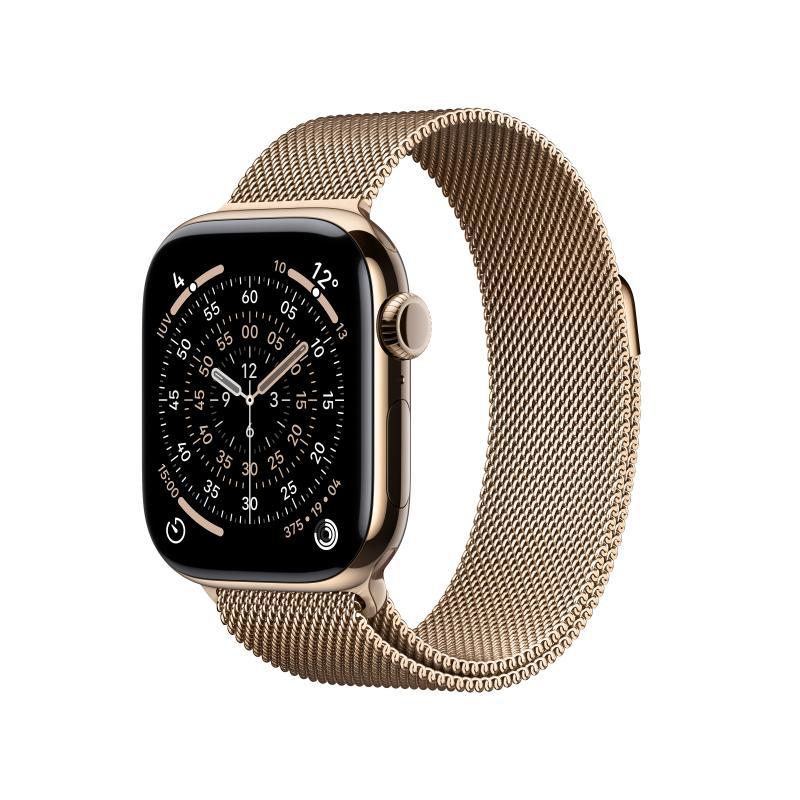 Apple Watch Series 11 GPS + Cellular 42mm Gold Titanium Case with Gold Milanese Loop