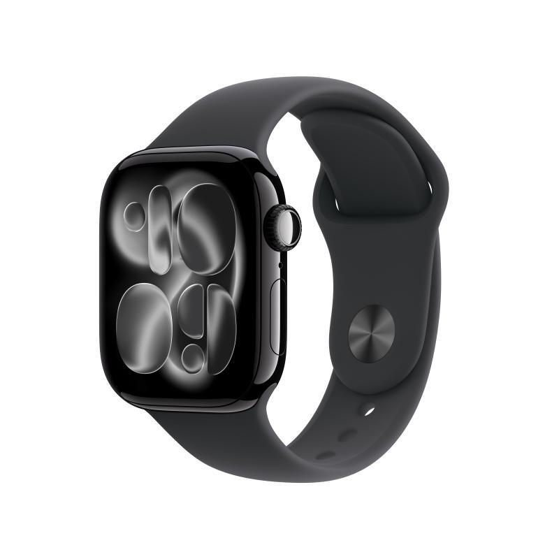Apple Watch Series 11 GPS + Cellular 42mm Jet Black Aluminium Case with Black Sport Band - S/M