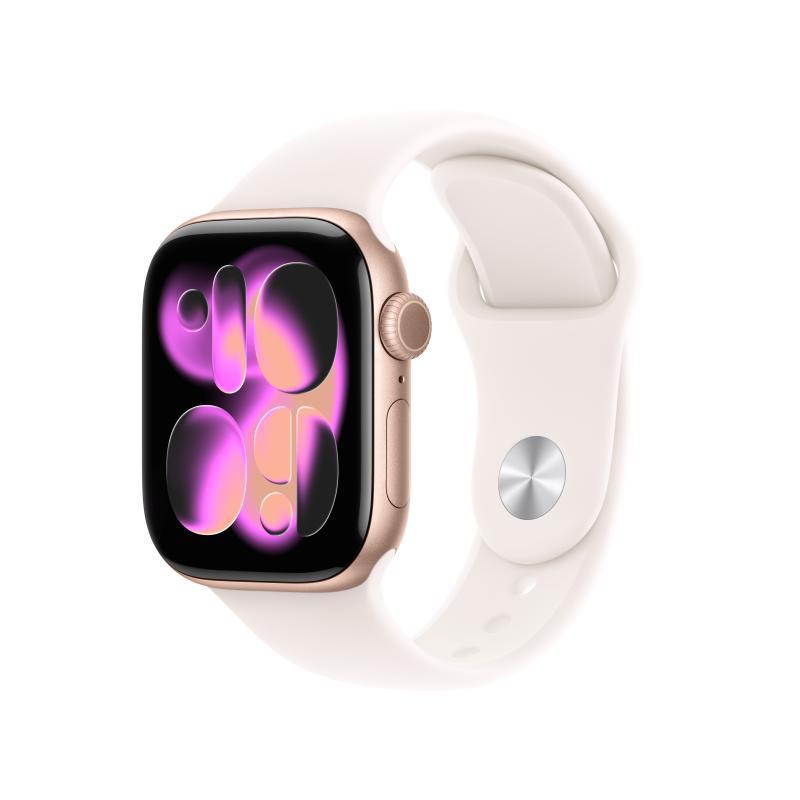 Apple Watch Series 11 GPS + Cellular 42mm Rose Gold Aluminium Case with Light Blush Sport Band - S/M
