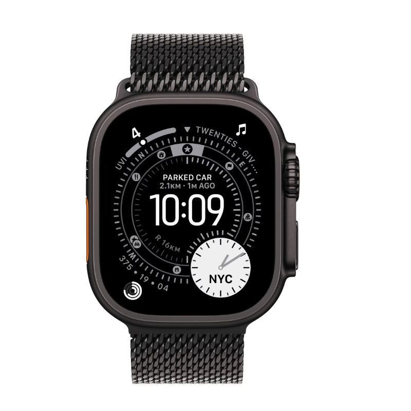 Apple Watch Ultra 3 GPS + Cellular 49mm Black Titanium Case with Black Titanium Milanese Loop - Large