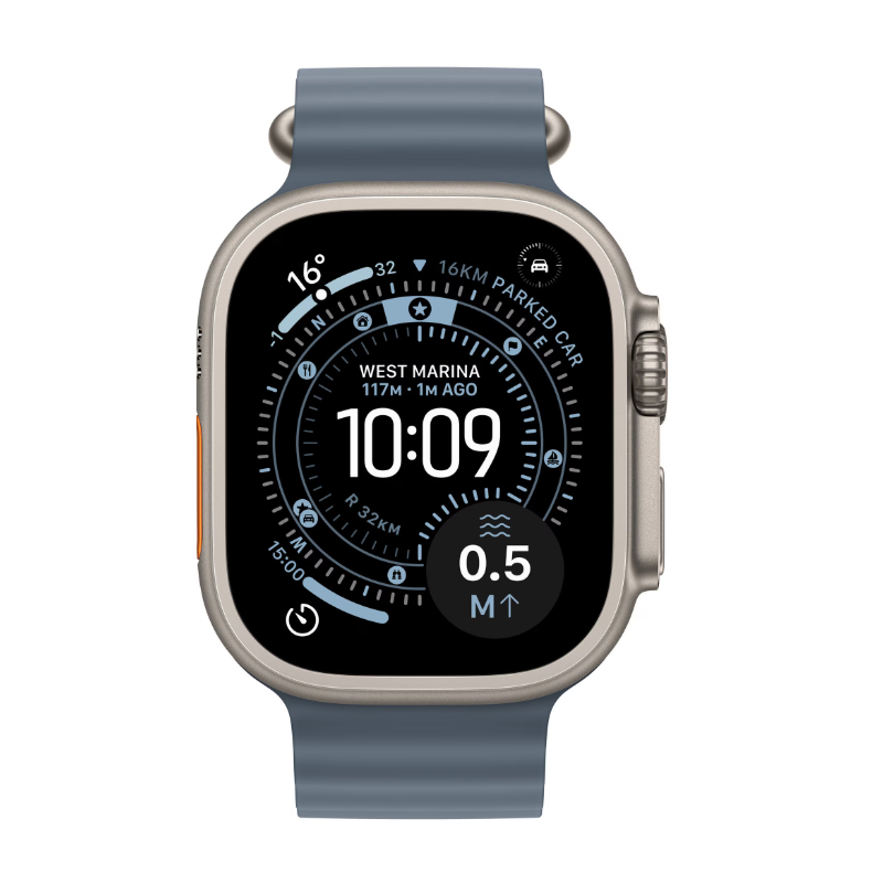 Apple Watch Ultra 3 GPS + Cellular 49mm Natural Titanium Case with Anchor Blue Ocean Band