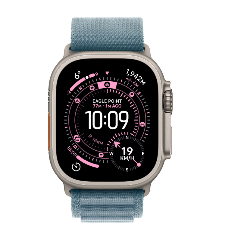 Apple Watch Ultra 3 GPS + Cellular 49mm Natural Titanium Case with Light Blue Alpine Loop - Small