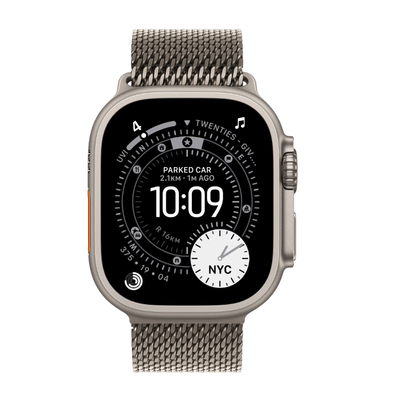 Apple Watch Ultra 3 GPS + Cellular 49mm Natural Titanium Case with Natural Titanium Milanese Loop - Large