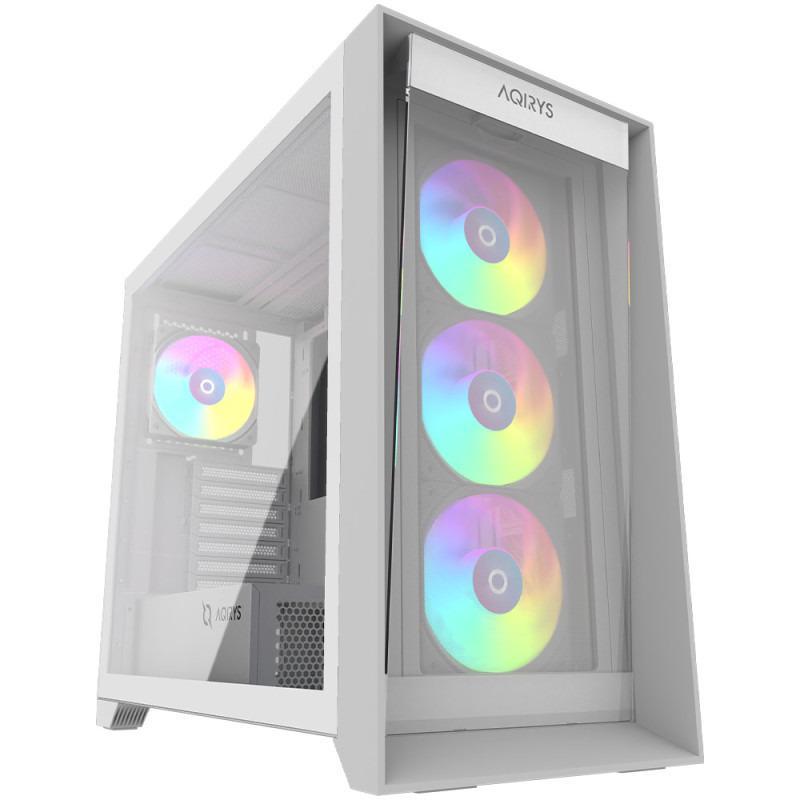 Carcasa AQIRYS XO-1 Mid Tower ARGB ALB, Tempered Glass, Sloturi Expansiune 7, Drive Bays: 3x3.5