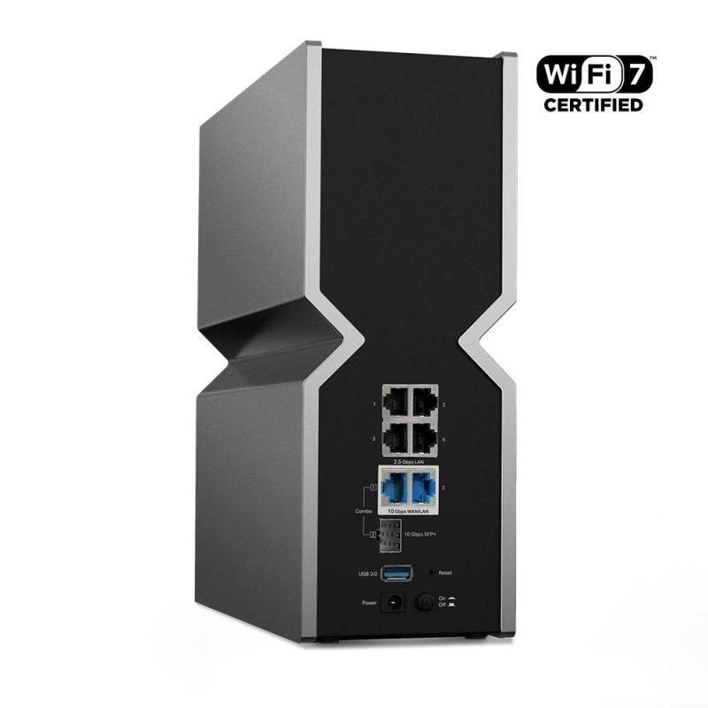 TP-LINK Router wireless TRi-Band Archer BE800, Otel inoxidabil, BE19000, Viteze wireless: • 6 GHz: 11520 Mbps (802.11be), 5 GHz: 5760 Mbps (802.11be), 2.4 GHz: 1376 Mbps (802.11be), 8 x antene interne, 4×4 MU- MIMO, Mod Router, Mod Access Point, Interfata