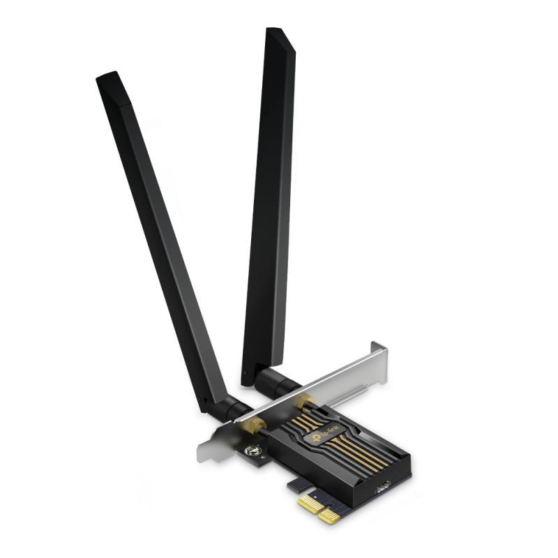 BE9300 Tri-Band Wi-Fi 7 Bluetooth PCI Express Adapter SPEED: 5760 Mbps at 6 GHz + 2880 Mbps at 5 GHz + 688 Mbps at 2.4 GHz SPEC: 2× High Gain Tri-Band External Antennas FEATURE: Wi-Fi 7, MLO, Multi-RU, 4096 QAM, 320MHz, MU-MIMO, OFDMA, WPA3, Bluetooth 5.4