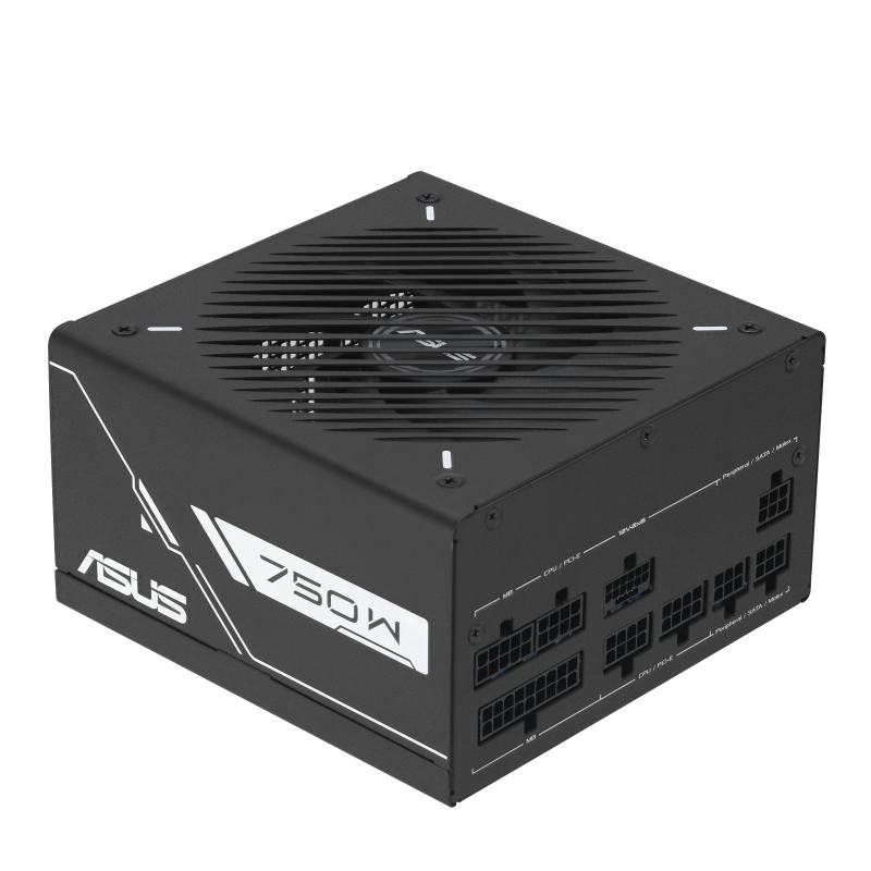 ASUS Prime -750G. Total power: 750 W, AC input voltage: 100 - 240 V, Power Factor Correction (PFC) type: Active. Motherboard power connector: 20+4 pin ATX, Motherboard power cable length: 60 cm, SATA power cable length: 400,120 mm. Purpose: PC, Power supp