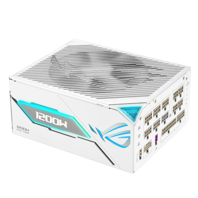 ASUS ROG -THOR-1200P3-WHITE-GAMING. Total power: 1200 W, AC input voltage: 100 - 240 V, Power Factor Correction (PFC) type: Active. Motherboard power connector: 20+4 pin ATX, Motherboard power cable length: 61 cm, SATA power cable length: 400,120 mm. Purp