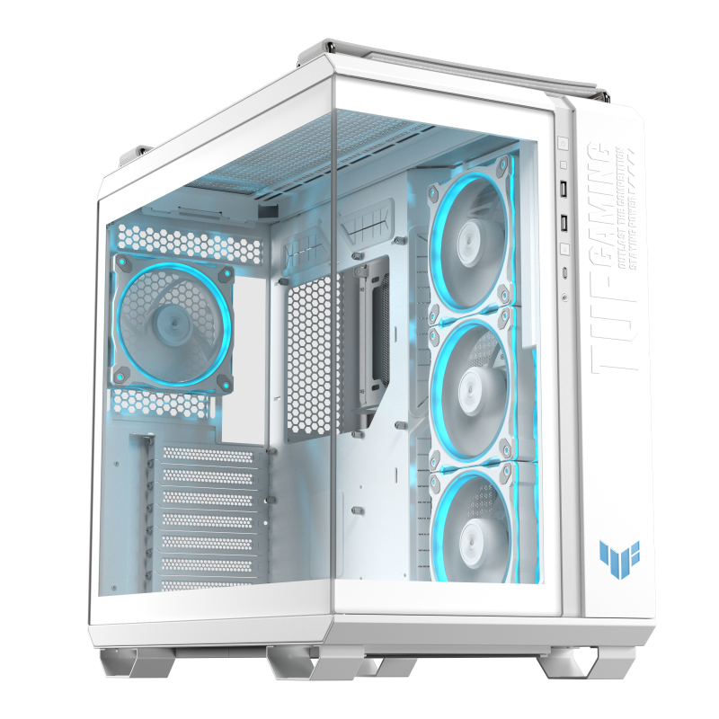 ASUS TUF GAMING GT502 Horizon TG ARGB White. Form factor: Midi Tower, Type: PC, Product colour: White. Side fans installed: 3x 120 mm, Rear fans installed: 1x 120 mm, Rear fans diameters supported: 120 mm. Supported HDD sizes: 2.5,3.5