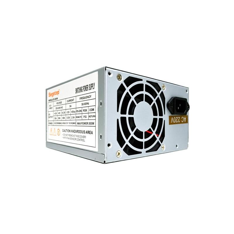Power Supply Unit Segotep ATX-500W 500W PSU, 80 mm silent fan with automatic thermal control, 2 x SATA, 2 x Molex, 1 x Floppy, SCP/OCP/OVP, Passive PFC, bulk + power cord