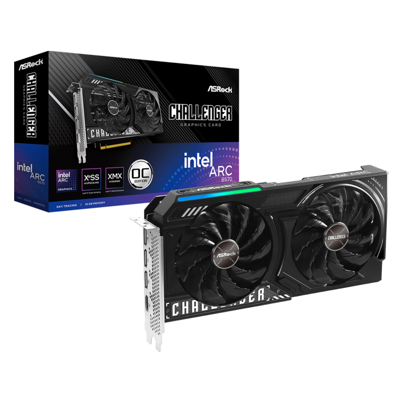 Placa Video ASROCK INTEL ARC B570 CHALLENGER 10GB OC GDDR6 160 bit