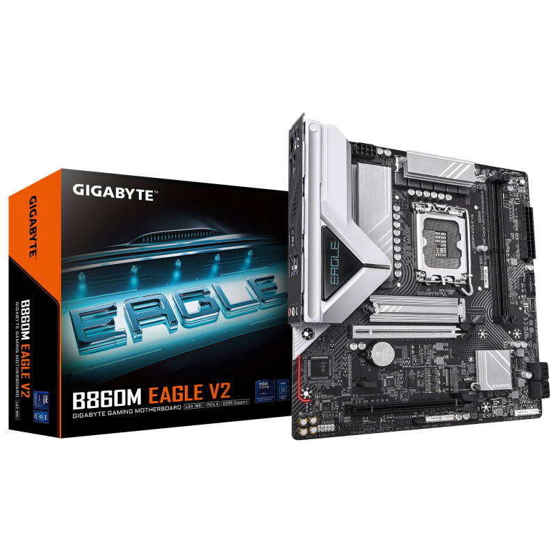 Placa de Baza GIGABYTE B860M EAGLE V2 LGA1851, 2x DDR5, 1x HDMI 1x DP, 1x PCIE 5.0 x16 1x PCIE 4.0 x16, 2x M.2, 4x SATA 6GB/s, mATX