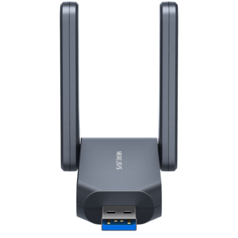 BE6500 High Gain Wi-Fi 7 USB Adapter SPEED: 688 Mbps at 2.4 GHz + 2882 Mbps at 5 GHz + 2882 Mbps at 6 GHz SPEC: 2× High Gain External Antenna, USB 3.0, 4096-QAM FEATURE: Wi-Fi 7, MU-MIMO, OFDMA, Beamforming, WPA3