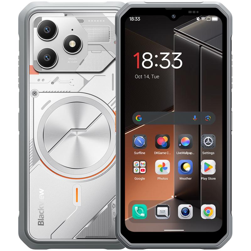 Blackview FORT100 LTE 6.56-inch HD+ 1612x720 90Hz 8+128GB MT Helio G81 Octa-Core 2.0GHz 13MP Front 16MP Rear NFC MIL-STD-810H 5000mAh Fingerprint  Android 16 Lunar White