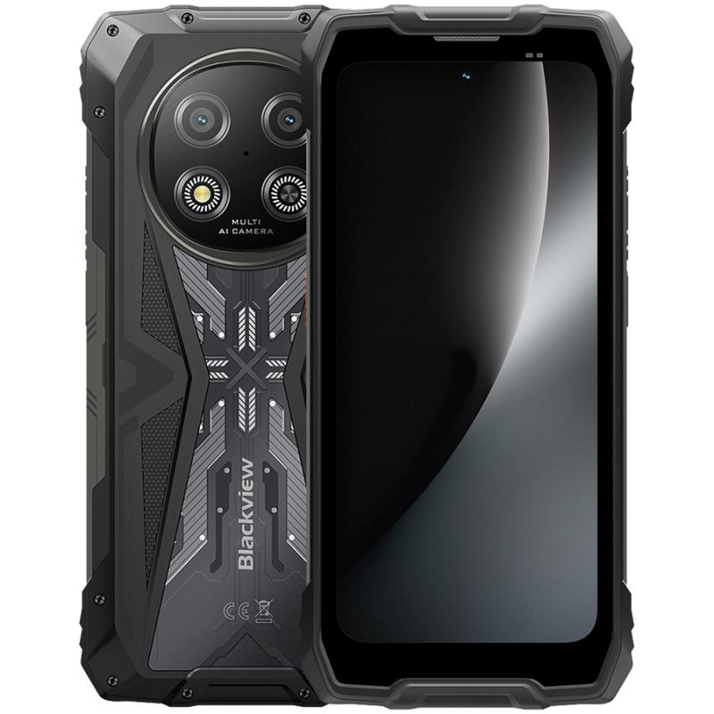 Blackview ROCK 2 5G 6.67-inch HD+ 1640x720 120Hz 12+256GB Unosoc T8100 Octa-Core 2.2GHz 13MP Front 16MP Rear NFC FG MIL-STD-810H 15000mAh Fingerprint  Android 16 Black