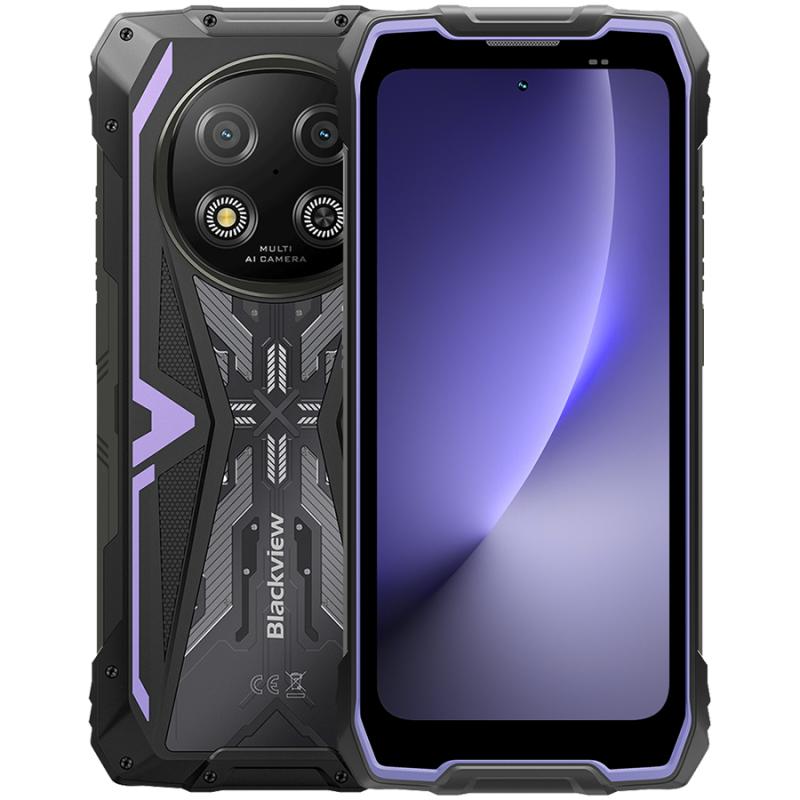 Blackview ROCK 2 5G 6.67-inch HD+ 1640x720 120Hz 12+256GB Unosoc T8100 Octa-Core 2.2GHz 13MP Front 16MP Rear NFC FG MIL-STD-810H 15000mAh Fingerprint  Android 16 Purple