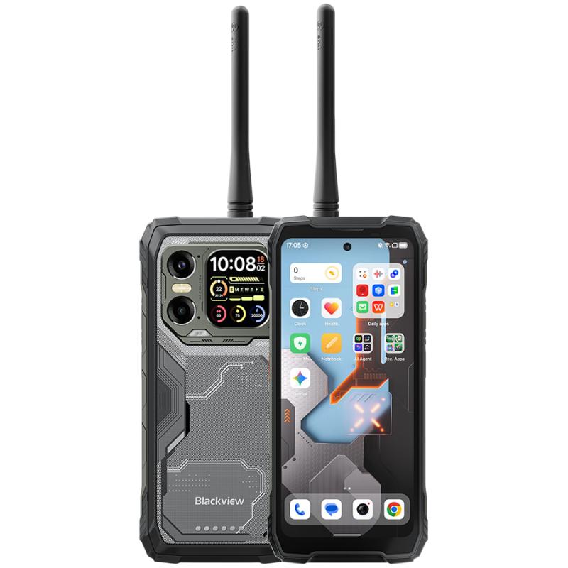 Blackview XPLORE 1 Walkie-talkie 22km 5G Rugged Phone 6.78-inch FHD 2460x1080 120Hz+2.01-inch 296x240 12+256GB MTK Dimensity 7050 octa-core 2.4Ghz Cam 50+64MP+20MP Night Vision 20000mAh NFC Gorilla Glass 5 Android 15 MIL-STD Black