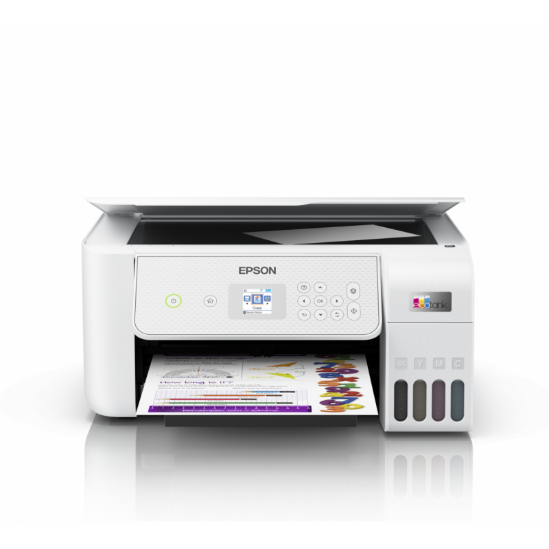 Multifunctional inkjet color Epson EcoTank CISS L3286,culoare alb, dimensiune A4 (Printare,Copiere, Scanare), printare borderless, viteza 33ppm alb- negru, 15ppm color, rezolutie 5760x1440 dpi, alimentare hartie 100 coli, scanner CIS rezolutie 1.200  x 2.