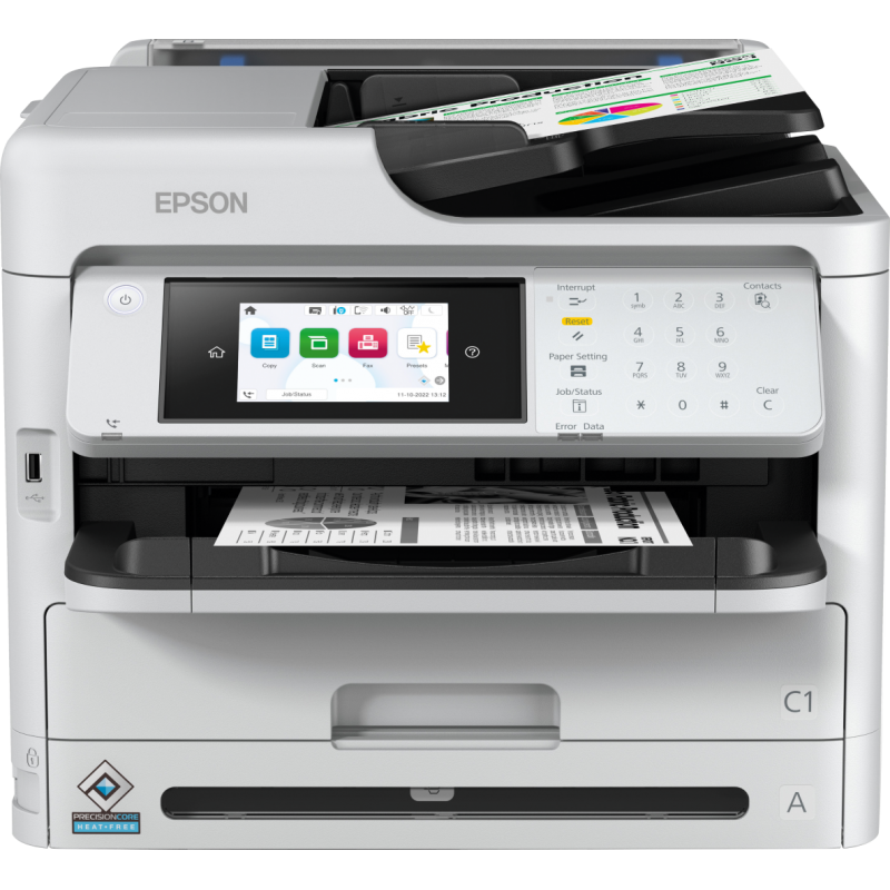 Multifunctional Epson mono Inkjet WF-M5899DWF ( Print, Copy, Scan, FAX), Dimensiune: A4, Viteza printare: 34ppm, Duplex, Rezolutie printare: 1.200 x 2.400 DPI, Scanner CIS, Scanare: 30Ipm, Rezolutie scanare: 1.200 DPI x 2.400 DPI, Scanare catre: Email, FT