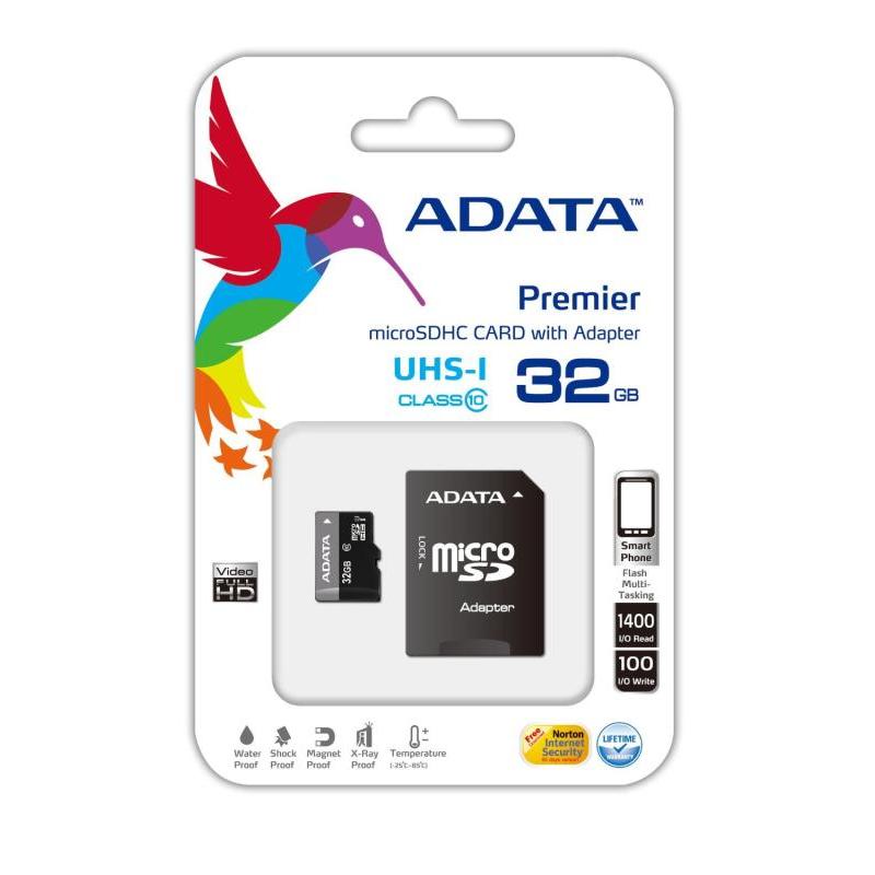 Card de Memorie MicroSDHC Adata 32Gb, Adaptor SD, Class 10