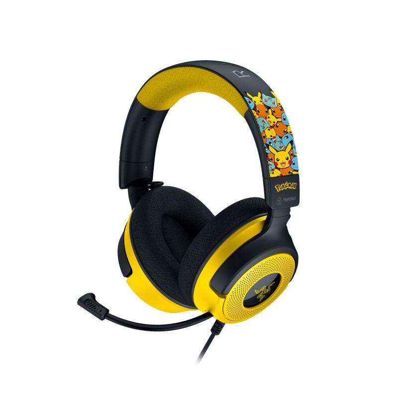 Casti gaming Razer Kraken V4 X Pokémon Kanto Starters Edition., frecventa raspuns 20 Hz – 28 kHz,impendanta 32 Ω, driver customized Dynamic  40 mm Drivers, sensibilitate96 dBSPL/mW at 1 kHz by HATS, frecventa microfon 100 Hz – 10 kHz,sensibilitate microfo