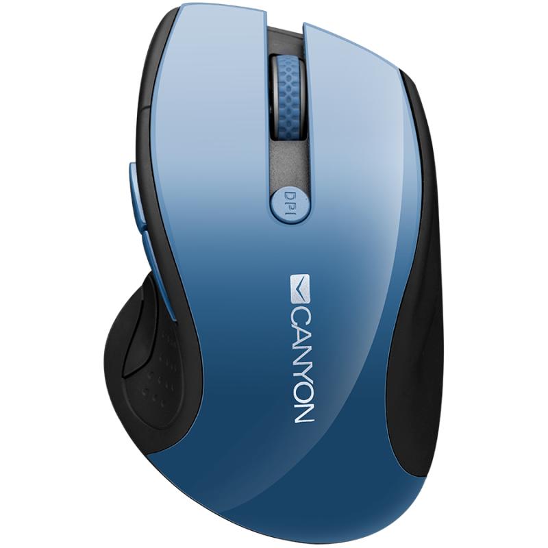 CANYON MW-01 2.4GHz wireless mouse with 6 buttons, optical tracking - blue LED, DPI 1000/1200/1600, Blue Gray pearl glossy, 113x71x39.5mm, 0.07kg