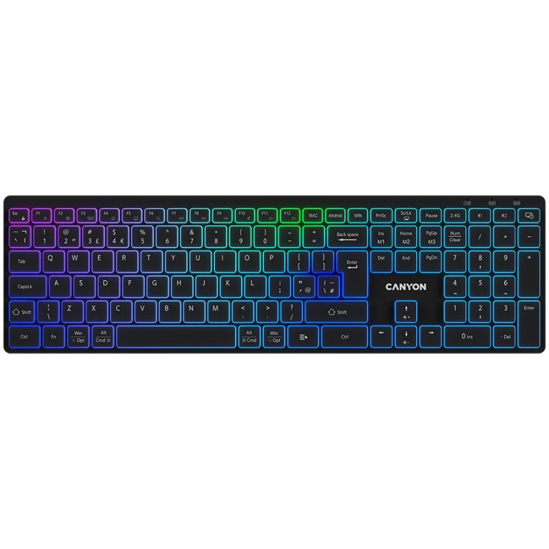 CANYON keyboard HKB-W11 UK/US RGB Dual Mode Wireless Black