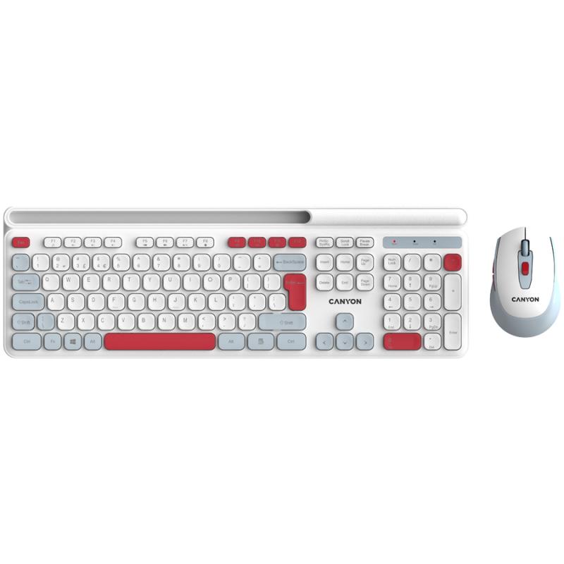CANYON HSET-W5 EN Keyboard+Mouse AAA+AA Wireless White