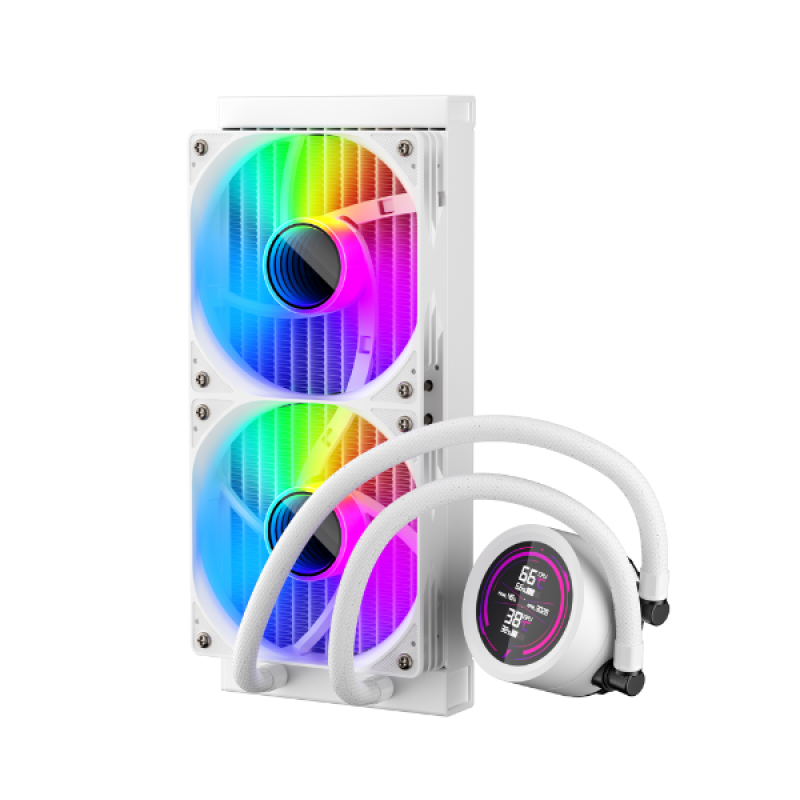 Cooler Procesor 1stPlayer Thunderstorm TS4 240-wh, display IPS, ARGB, compatibil AMD/Intel, alb