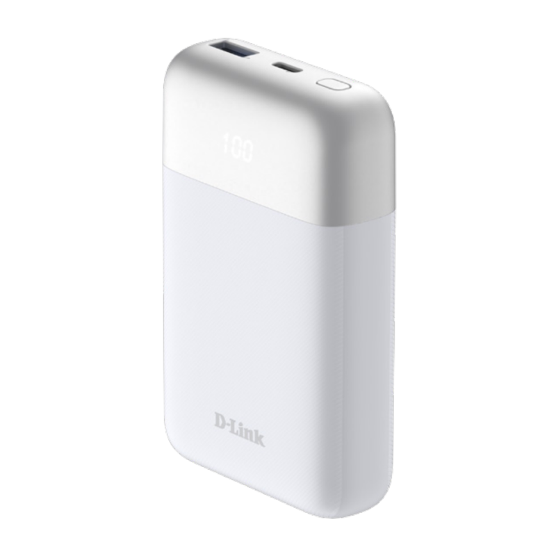 D-Link DPP-101. Battery capacity: 10000 mAh. USB Type-A output ports: 1, USB Type-C ports quantity: 1. Product colour: White