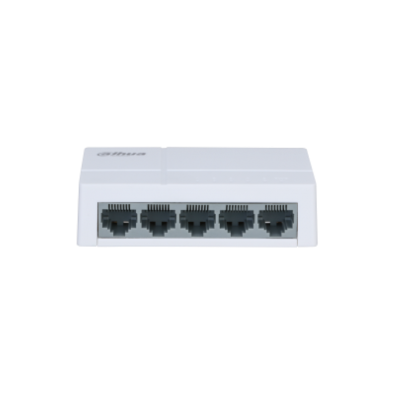 DAHUA 5 PORT UNMANAGED SWITCH PFS3005-5ET-L-V2, Interffata: 5 x 100Mbps, alimentare: 5 VDC; 1 A, Switching Capacity: 1 Gbit, Packet Forwarding Rate: 0.744 Mpps, Dimensiuni: 86.4 mm × 52.0 mm × 23.0 mm, Greuate: 0.12 kg