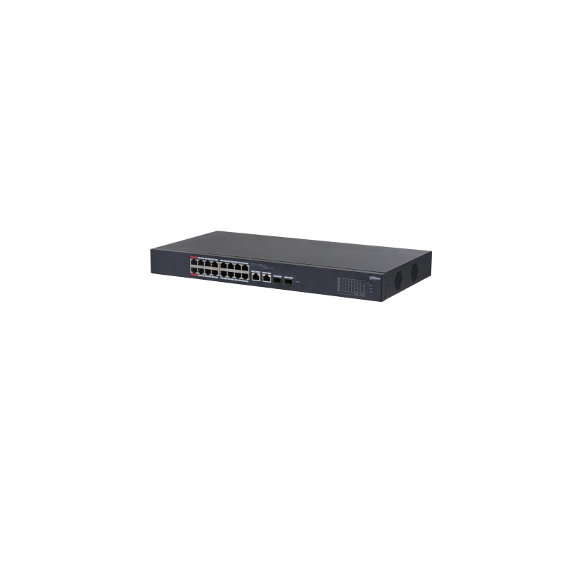 Dahua PoE Cloud Managed Desktop Layer 2 Switch, 18 Ports, 16x100M RJ-45 (PoE max 135W), 2xGbit RJ-45 (Combo), 2xGbit SFP (Combo)