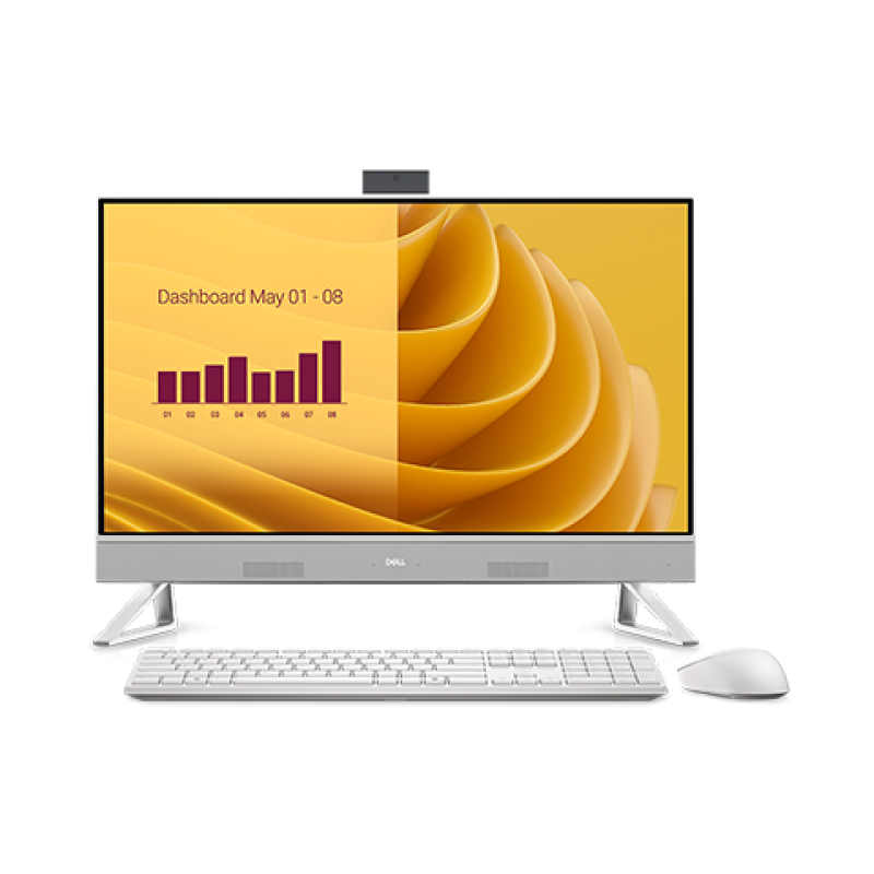 DELL All-In-One EC27250, 27-inch FHD (1920 x 1080) Narrow Border Infinity NTCH Display with Wide Viewing Angle, 5MP IR Tilt Camera (White), Intel(R) Core(TM) 7 processor 150U(12MB cache, 10 cores, 12 threads, up to 5.4 GHz), Intel(R) Graphics, 32 GB DDR5,
