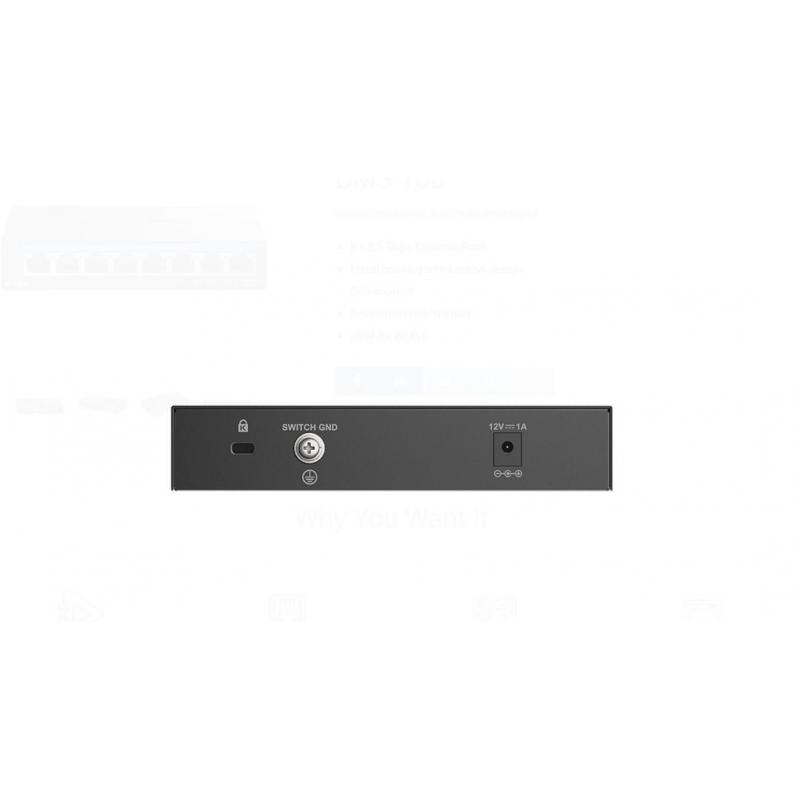 D-LINK DMS-108 UNMANAGED SWITCH 8 PORT, Interfata: 8 x 10/100Mbps/1G/2.5G, Auto MDI/MDIX, Capacitate Switch 40 Gbps,  Packet Forwarding Rate: 29.76 Mpps, Dimensiuni: 145 x 82 x 28 mm, Greutate: 343g
