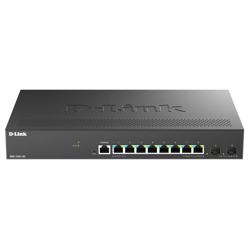 Switch D-Link DMS-1250-10S , 8 porturi Gigabit, 2 porturi SFP+, Protocol 802.1D STP 802.1s MSTP 802.1w RSTP, rackabil