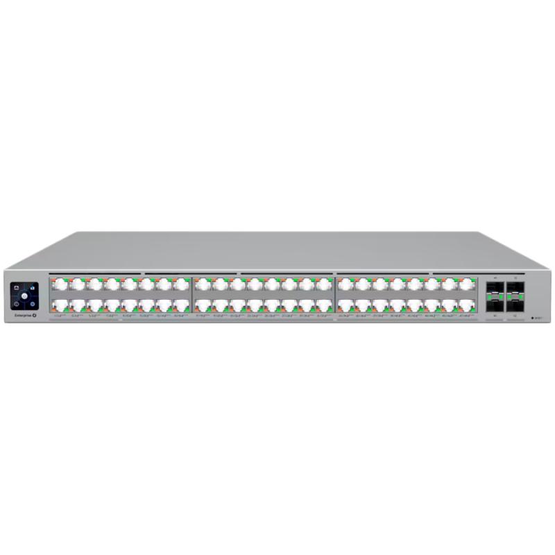 Ubiquiti network switch ECS-48-PoE-EU Enterprise-grade 48-port, Layer 3 Etherlighting PoE+++ switch with high-capacity 10 GbE RJ45 and 25G SFP28 connections for high availability system design; (32) 10 GbE, (16) 2.5 GbE ports, all PoE+++ (90W capabl)
