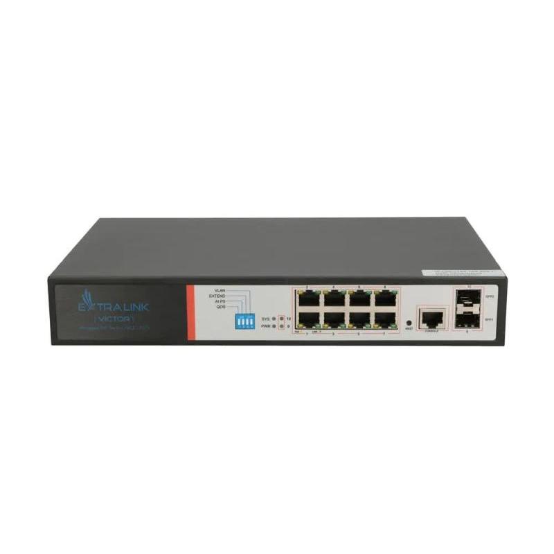 Extralink VICTOR  PoE Switch  8x Gigabit PoE/PoE+ 2x SFP 1x Console Port 150W Managed
