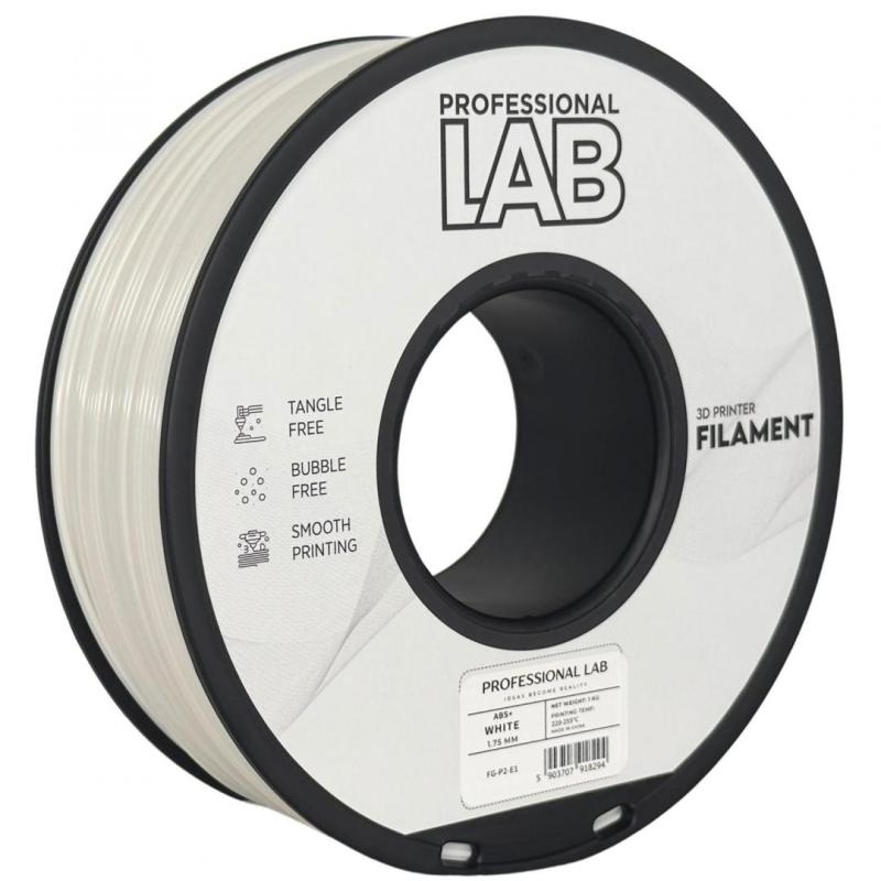 Filament 3D Proffesional Lab, Diamentru 1.75mm, Greutate: 1KG, Culoare: Alb, Material: ABS+, Temperatura: 220-250c.