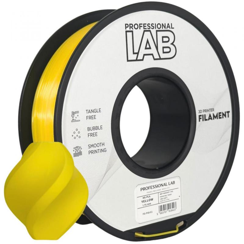 Filament 3D Proffesional Lab, Diamentru 1.75mm, Greutate: 1KG, Culoare: Galben, Material: PLA, Temperatura: 180-240c.
