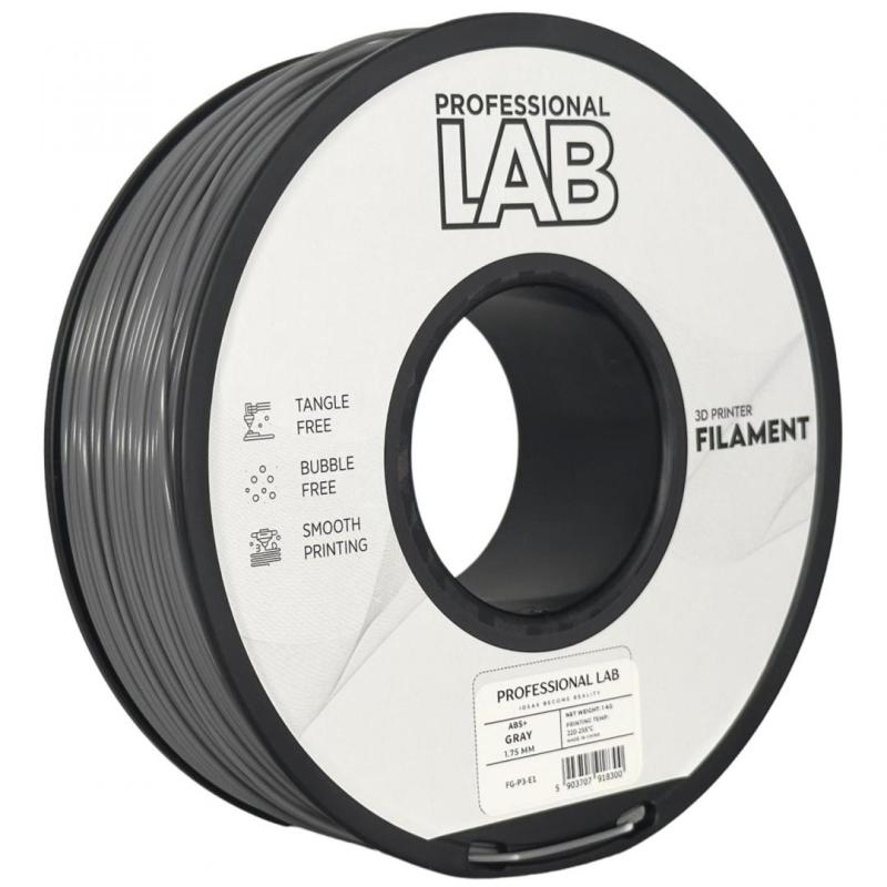 Filament 3D Proffesional Lab, Diamentru 1.75mm, Greutate: 1KG, Culoare: Gri, Material: ABS+, Temperatura: 220-250c.