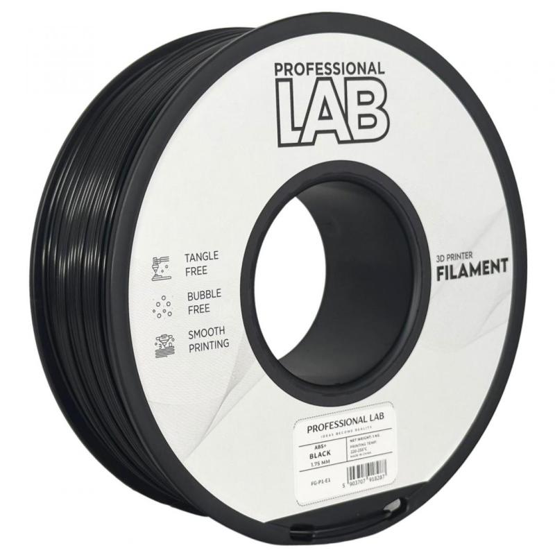 Filament 3D Proffesional Lab, Diamentru 1.75mm, Greutate: 1KG, Culoare: Negru, Material: ABS+, Temperatura: 220-250c.