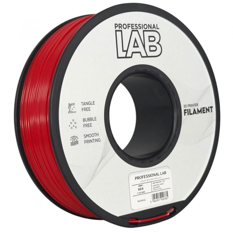 Filament 3D Proffesional Lab, Diamentru 1.75mm, Greutate: 1KG, Culoare: Rosu, Material: ABS+, Temperatura: 220-250c.