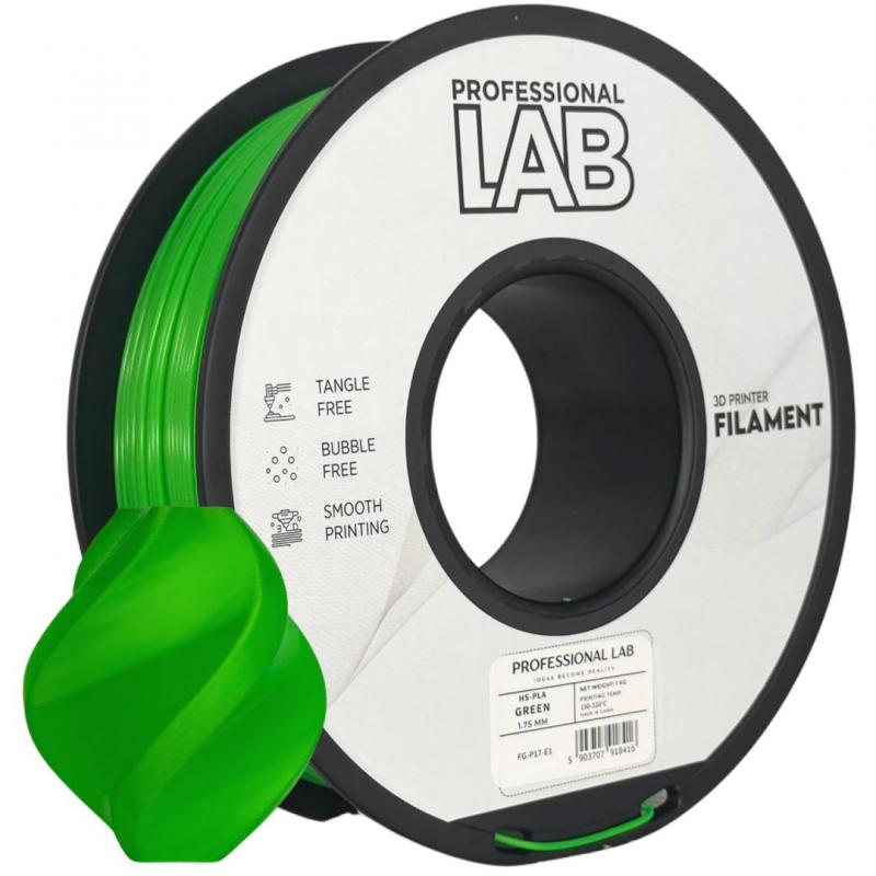 Filament 3D Proffesional Lab, Diamentru 1.75mm, Greutate: 1KG, Culoare: Verde, Material: PLA, Temperatura: 180-240c.