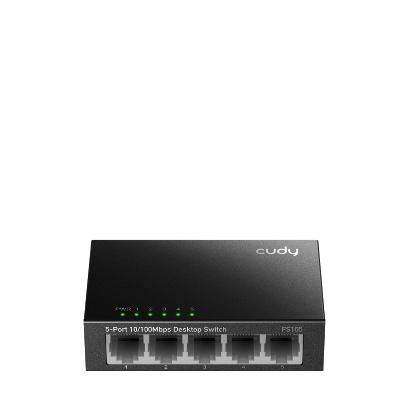 CUDY 5-Port 10/100 Mbps Desktop Switch, 5 10/100M RJ45 Ports, Loop Detection, Metal Case, Power Saving, Plug & Play, Wall-Mount